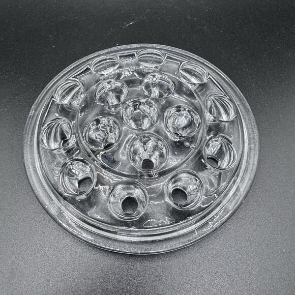 Vintage Clear Glass Floral Flowers Arranging Frog 16 Hole 5 1/8" Diameter - Picture 1 of 6